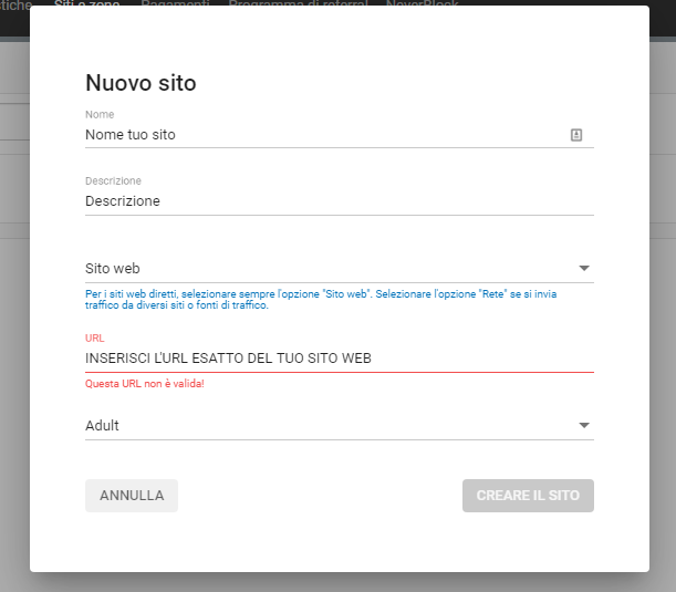 verificare un sito su exoclick