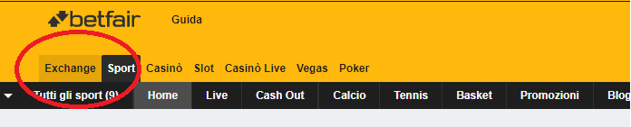 betfair bancare scommesse