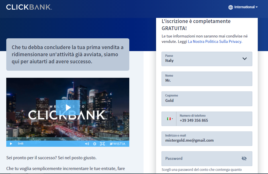iscrizione clickbank