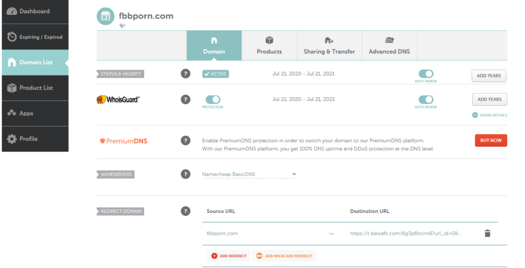 namecheap redirect