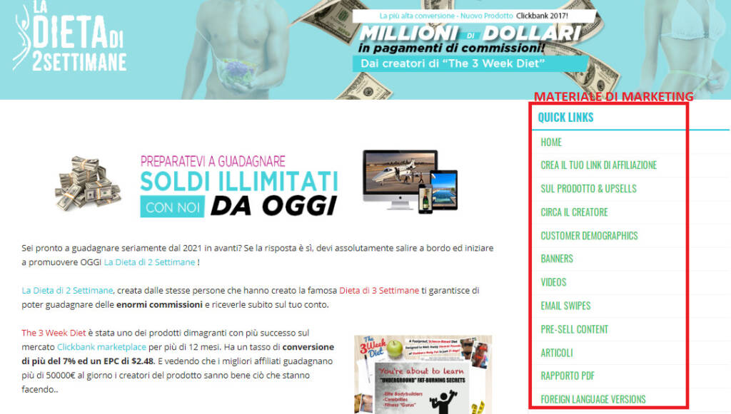 migliori prodotti marketing pagina affiliati