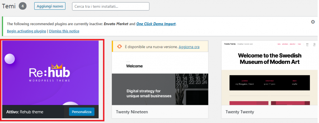 installazione reHub WordPress