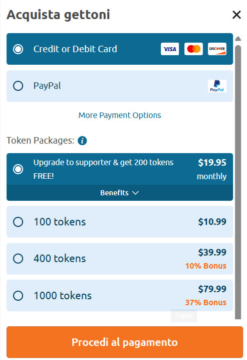 costo token chaturbate